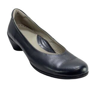 ECCO Black Leather Cushioned Heels Shoes Women's Size 9